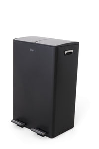 Bayt Prullenbak 60 liter - 2x30L Pedaalprullenbak - Zwart/Zilver - Outlet - Baytliving