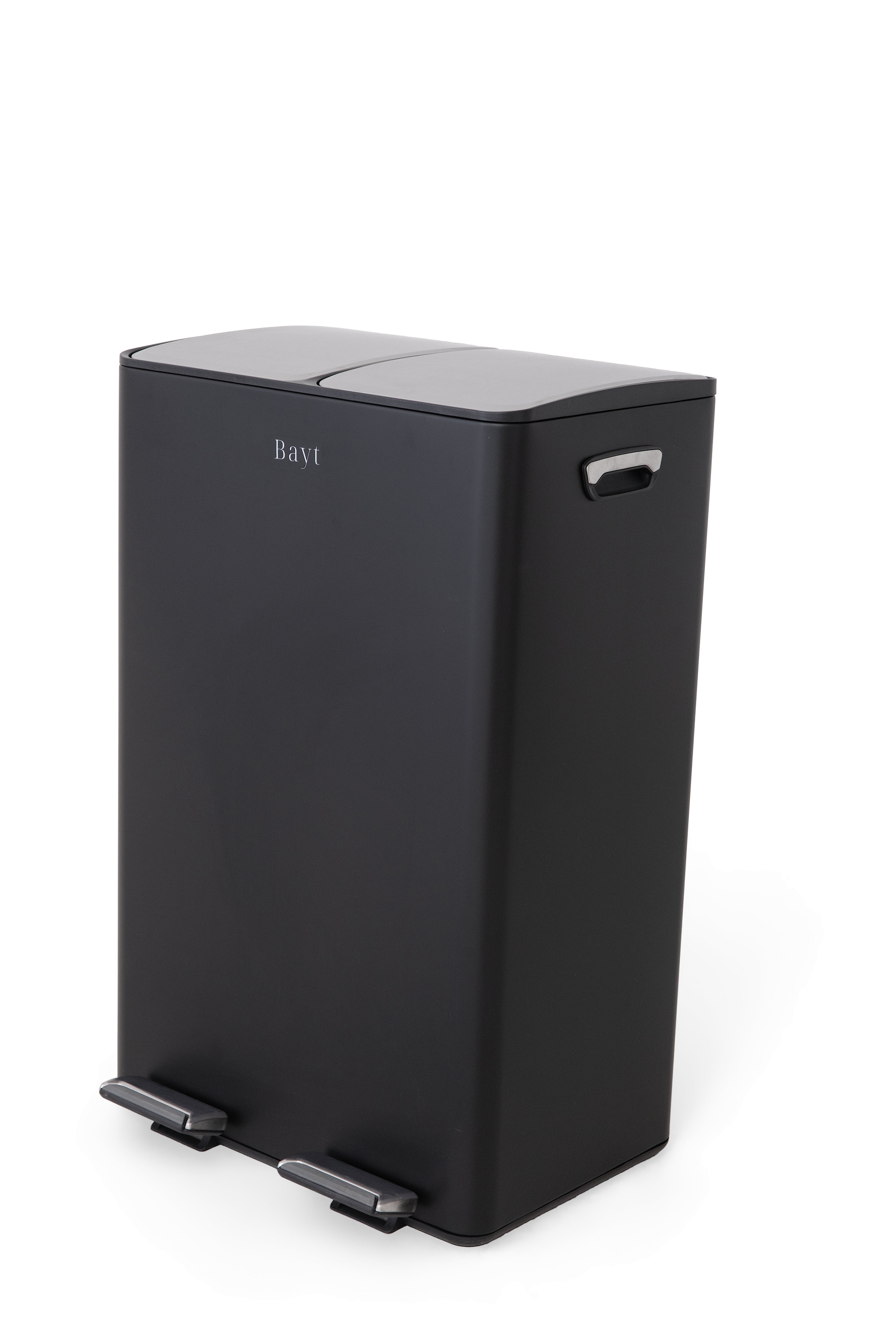 Bayt Prullenbak 60 liter - 2x30L Pedaalprullenbak - Zwart/Zilver - Outlet - Baytliving