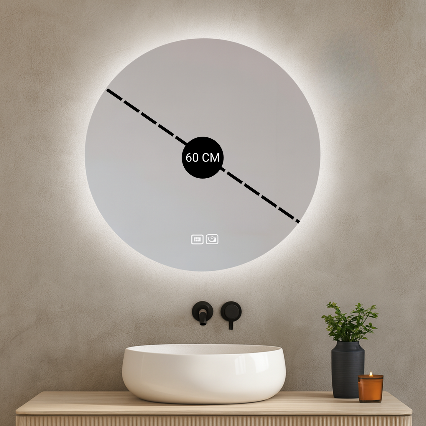 Bayt Badkamerspiegel met LED - Ø 60 CM