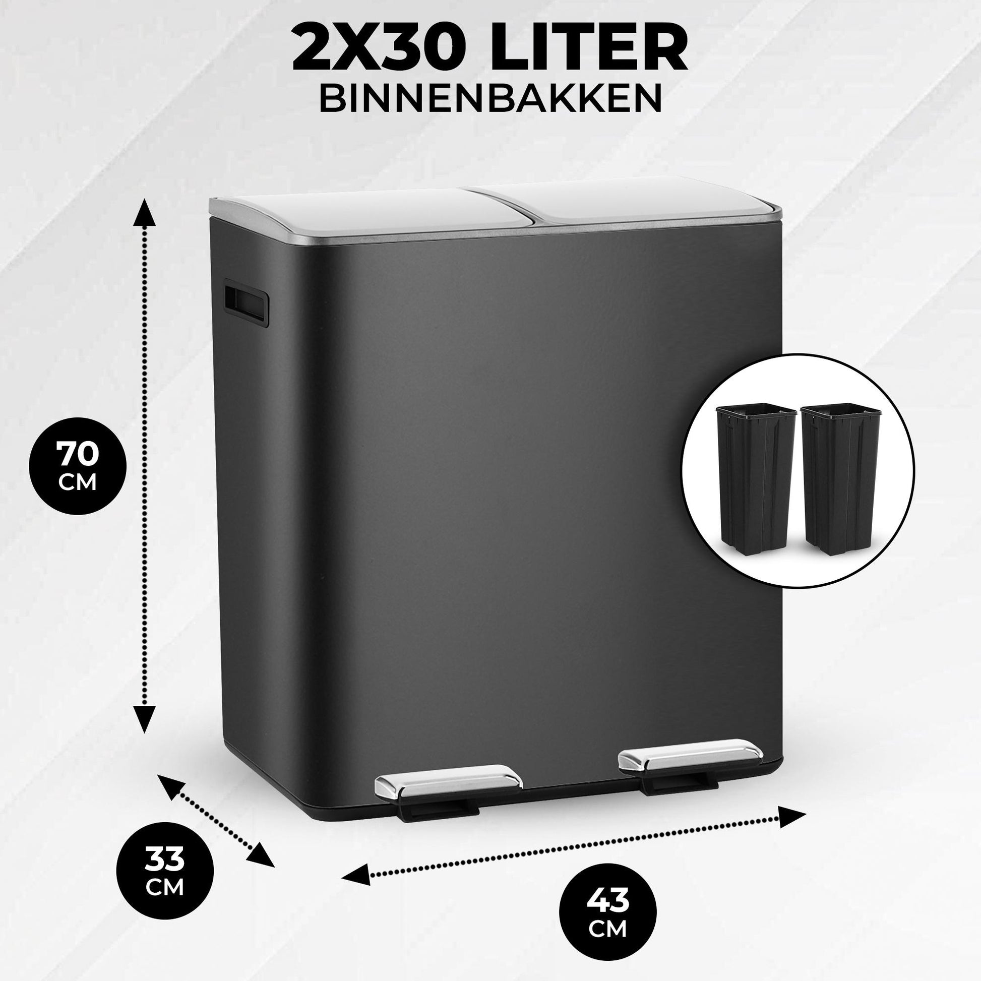 Bayt Prullenbak – 2x30L - Baytliving