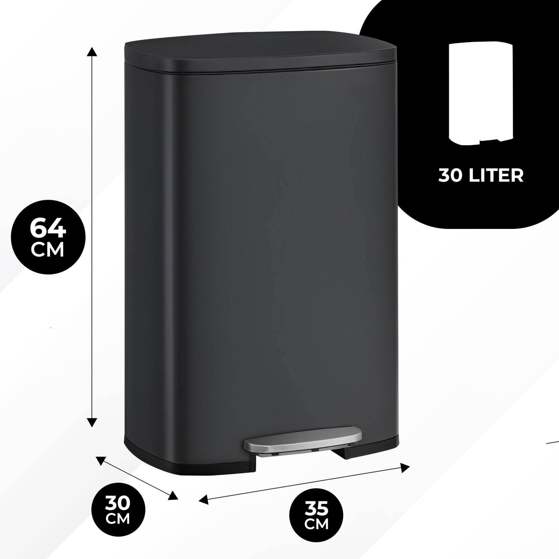 Bayt Prullenbak 30 Liter – Pedaalemmer - Baytliving