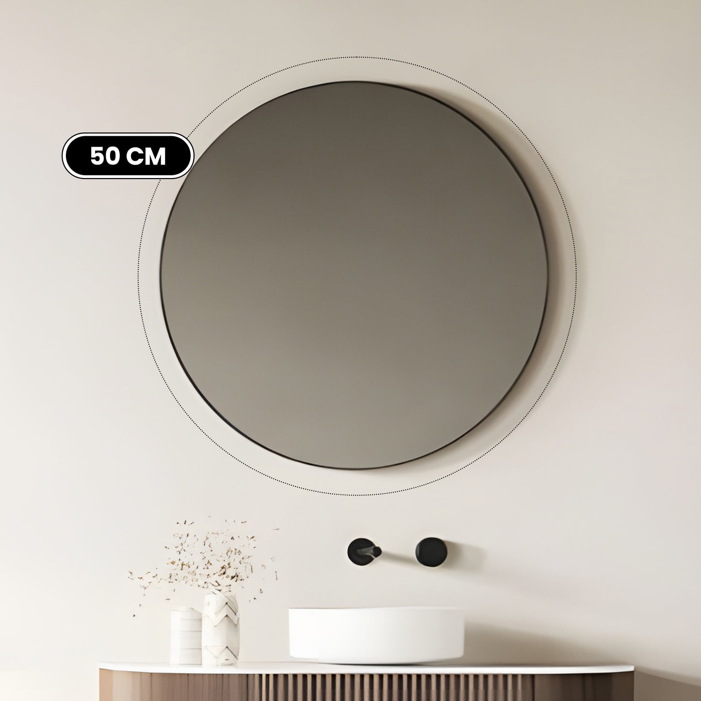 Ronde Badkamerspiegel -zwart  Ø 50 CM - Baytliving