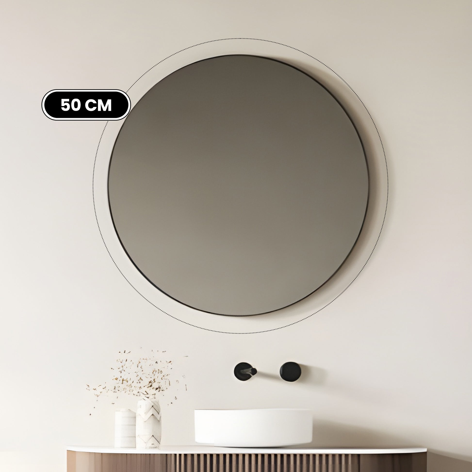 Ronde Badkamerspiegel -zwart  Ø 50 CM - Baytliving