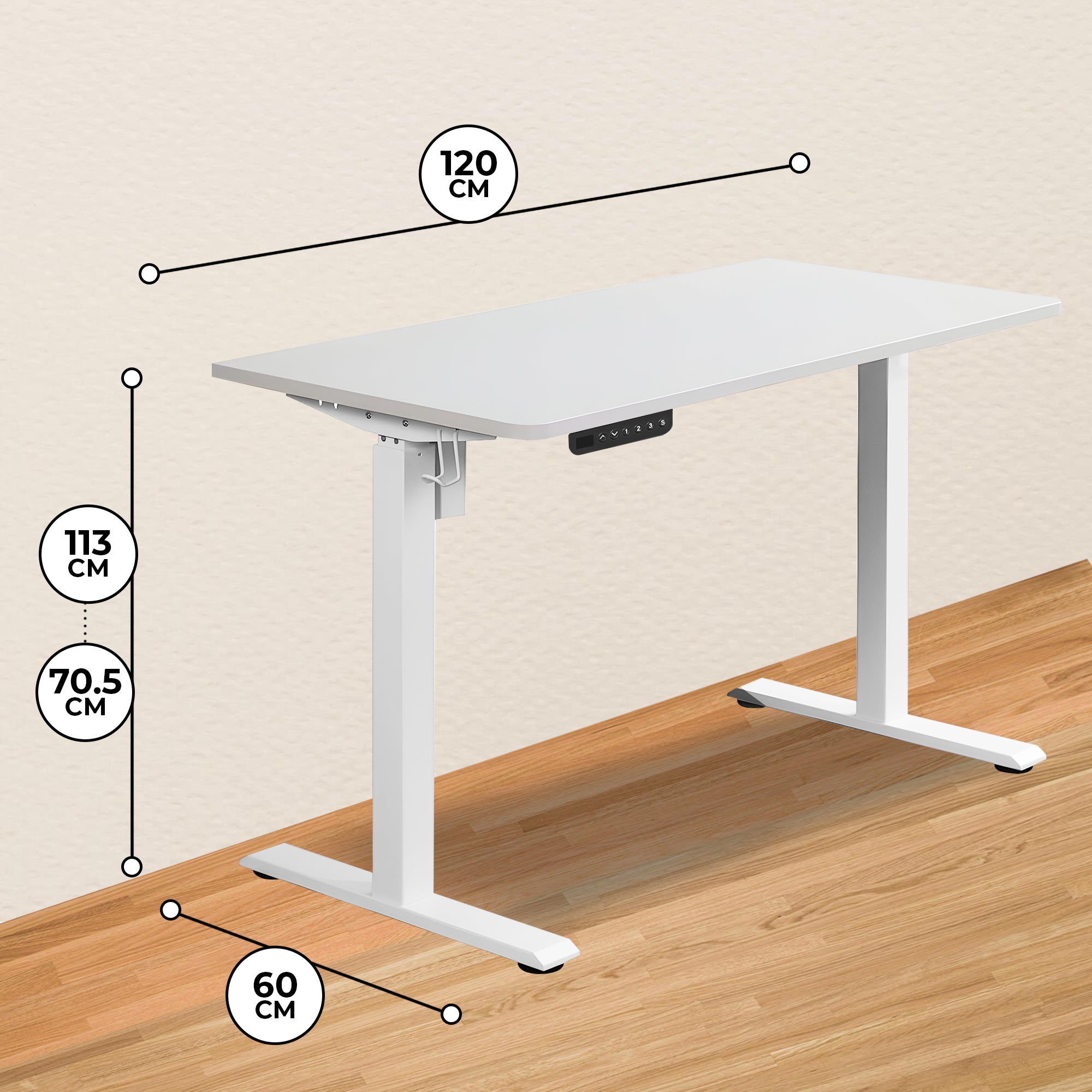 Bayt Zit-Sta Bureau – In Hoogte Verstelbaar – 120 x 60 cm – Wit - Baytliving