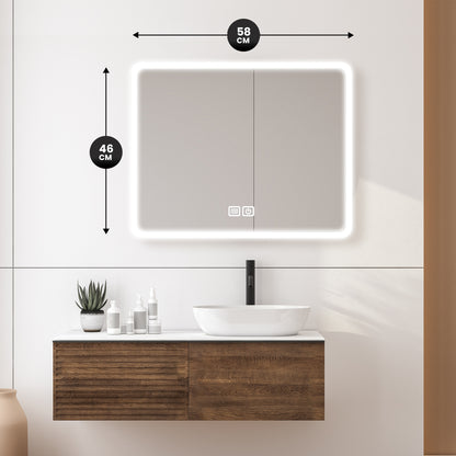 Bayt Badkamerspiegel met LED - 58x46 cm - 3 Lichtstanden