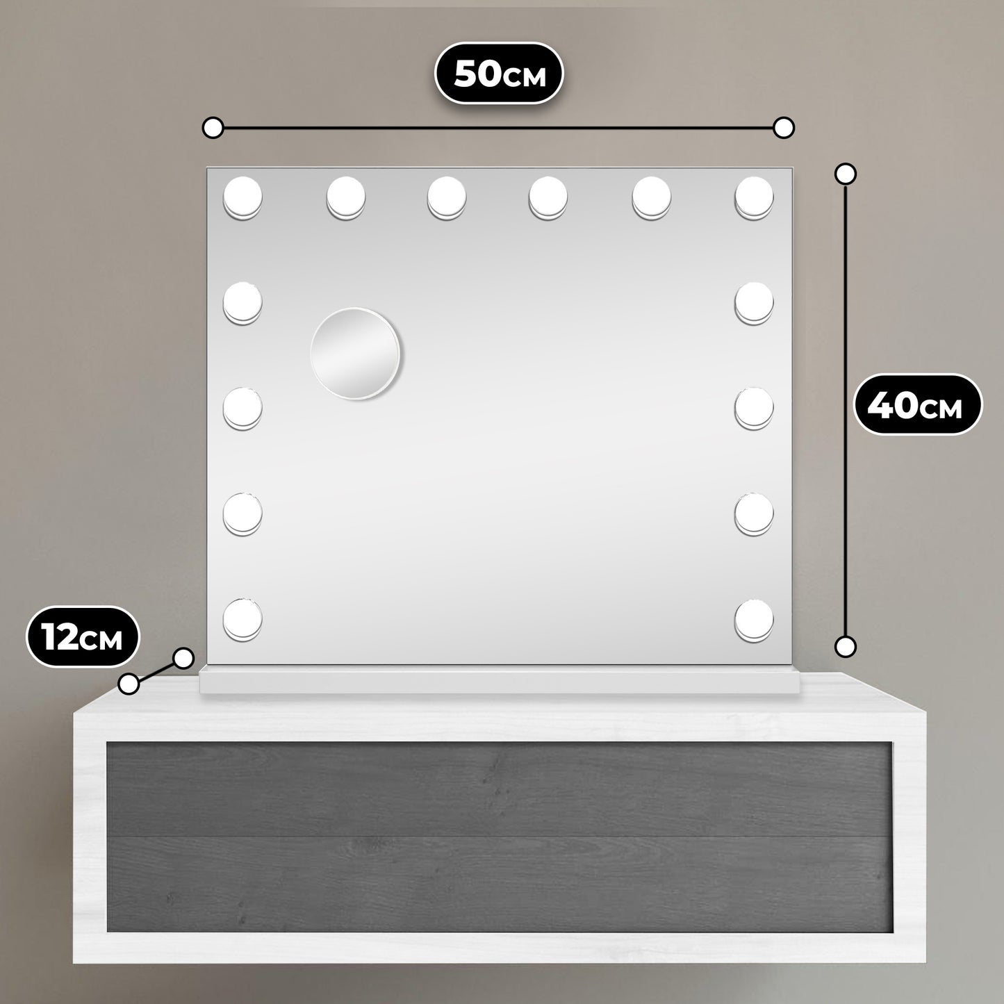 Hollywood Spiegel - 50x40cm - 10x Vergroting