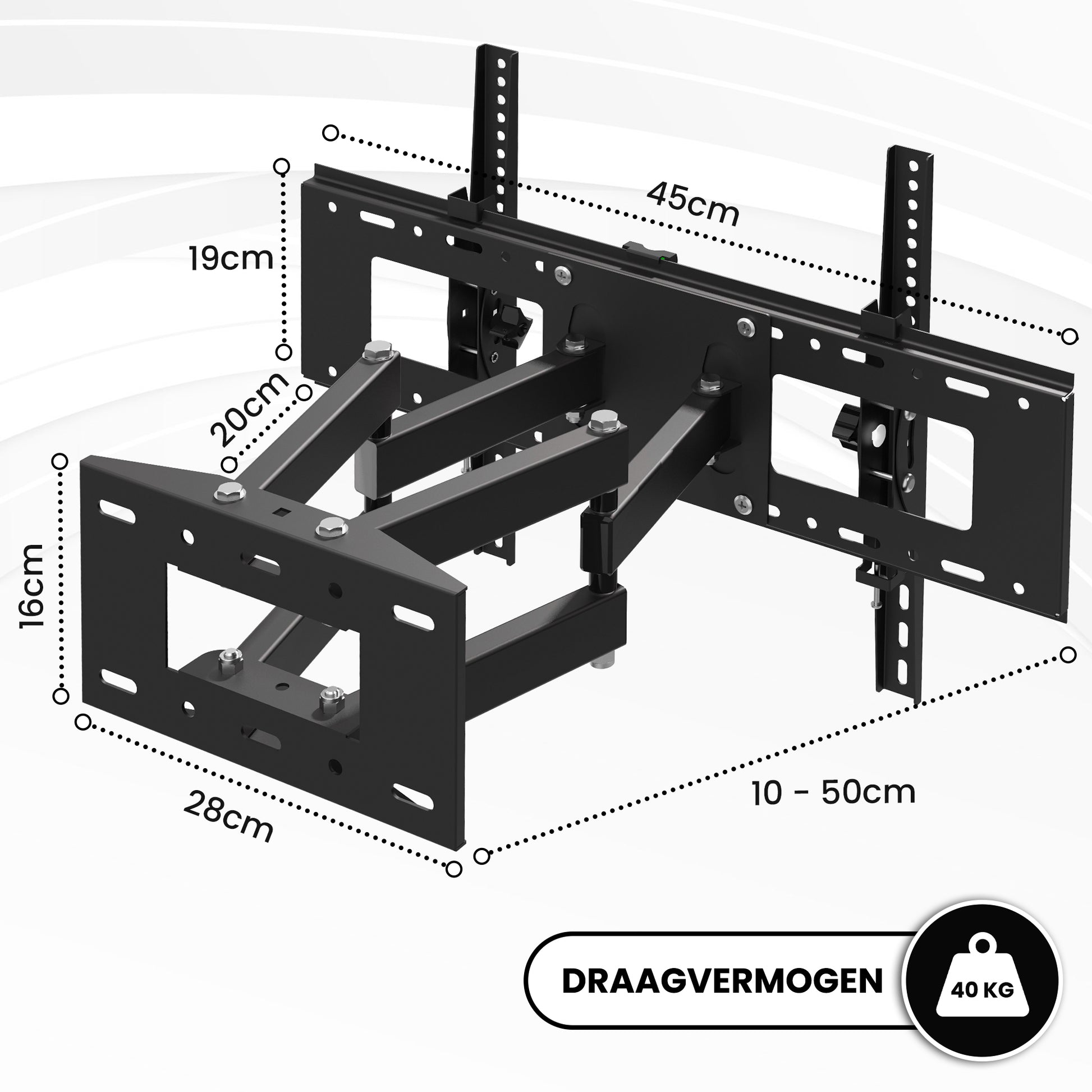 Bayt TV Beugel - TV Muurbeugel - Draaibaar - Kantelbaar - 32 Inch tot 75 inch - Tot 40 kg - Zwart - Baytliving