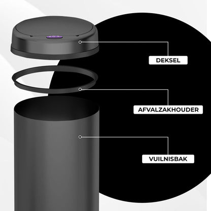 Bayt Prullenbak sensor 50 liter zwart - Baytliving