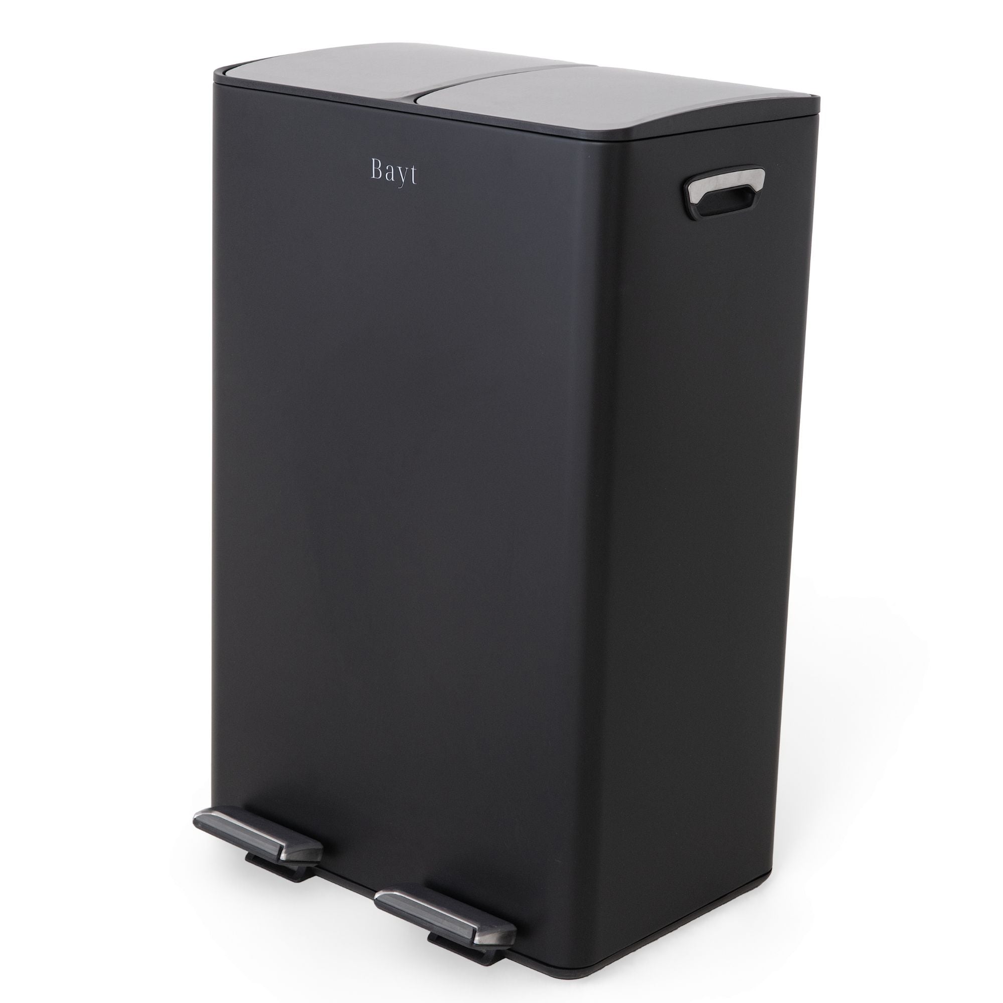 Bayt Prullenbak 60 liter - 2x30L Pedaalprullenbak - Zwart/Zilver - Baytliving