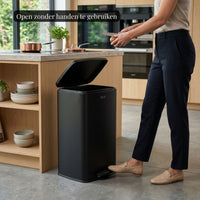 Prullenbak 60 Liter met Pedaalbediening - Vierkant - Zwart - Baytliving