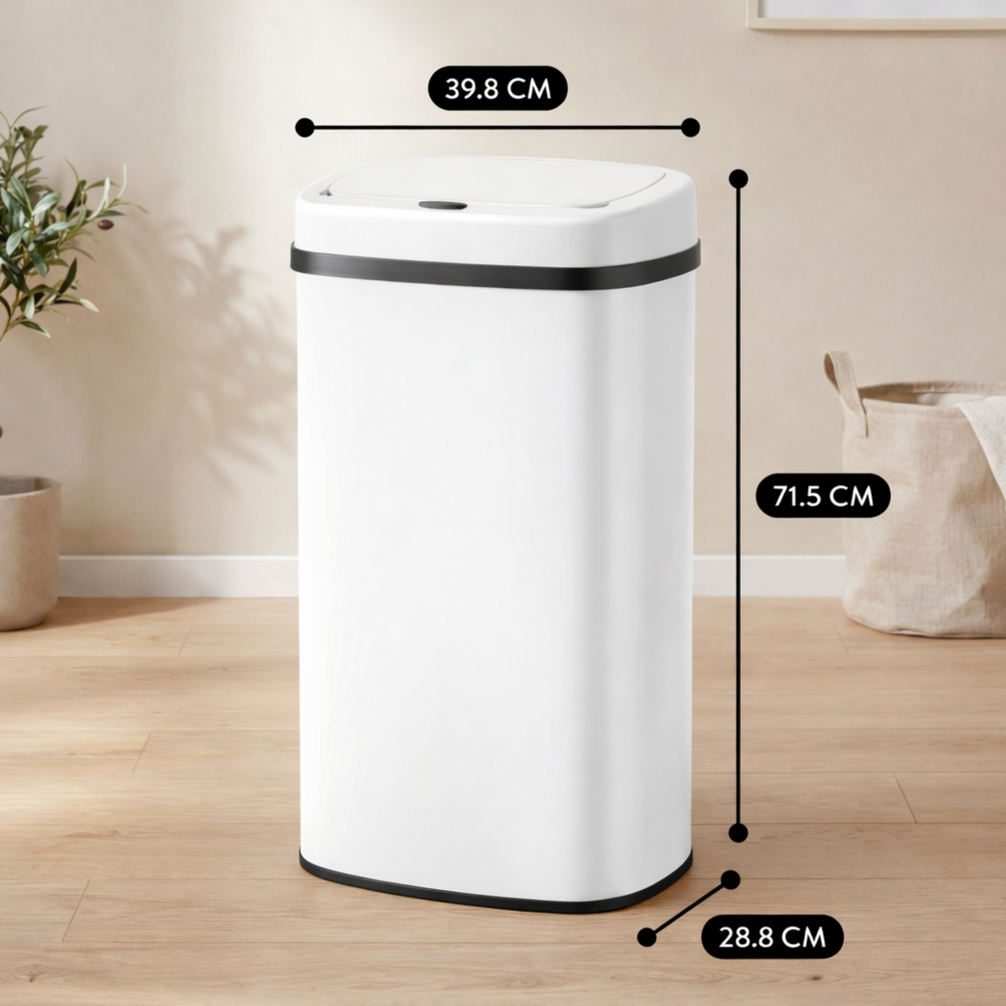 Bayt Prullenbak 60 liter - Touch Bin Prullenbak - Wit - Baytliving