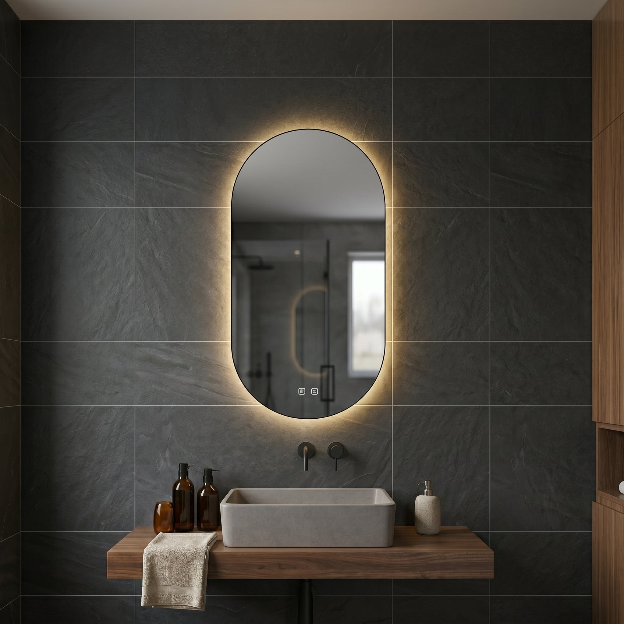 Bayt Badkamerspiegel met LED - Ovaal 50x90 cm - 2 Lichtstanden - Baytliving