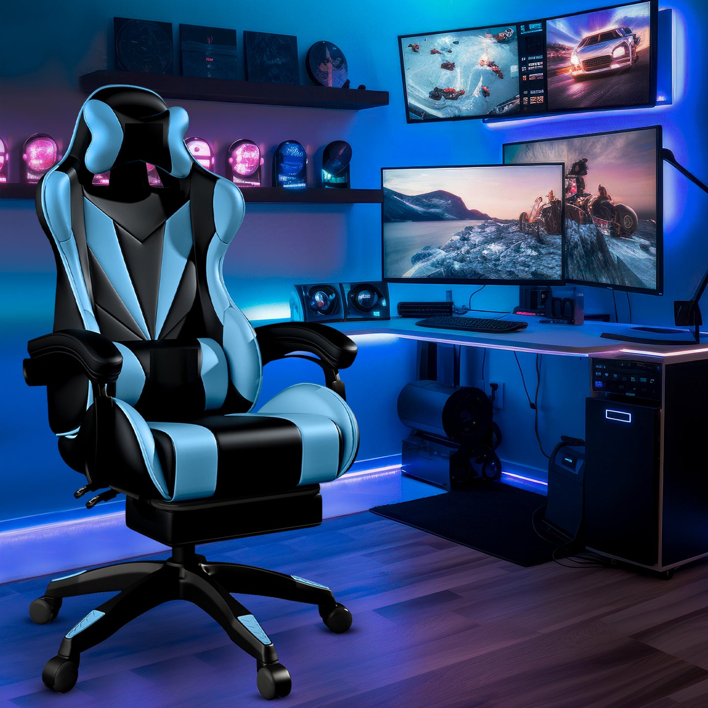 Bayt Gaming Stoel - Cyaan/Zwart