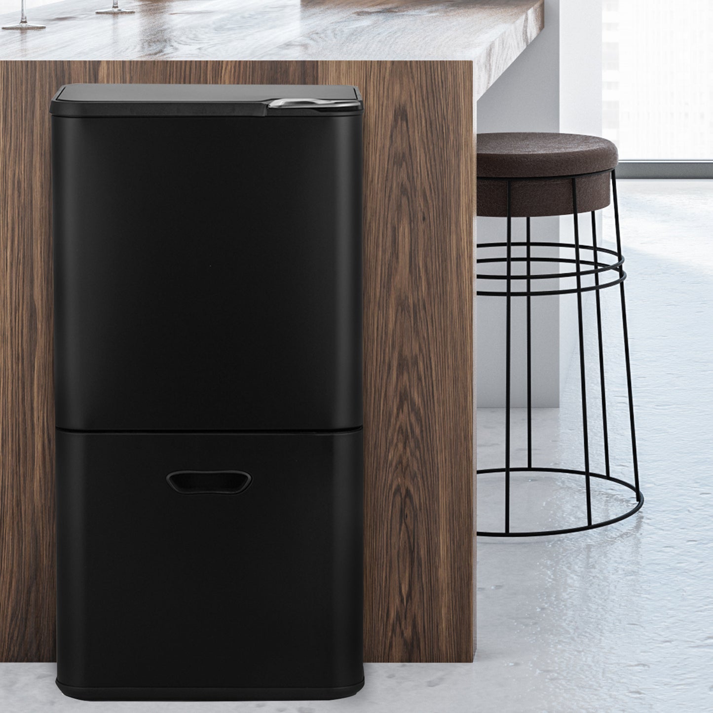 Bayt Prullenbak 60 liter - 2 compartimenten - Zwart - Outlet