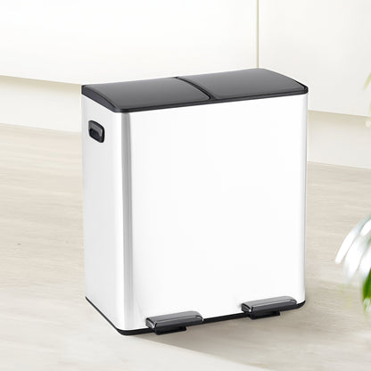 Bayt Prullenbak 60 liter - 2x30L Pedaalprullenbak - Wit