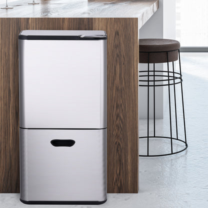 Bayt Prullenbak 60 liter - 2 compartimenten - Zilver - Outlet