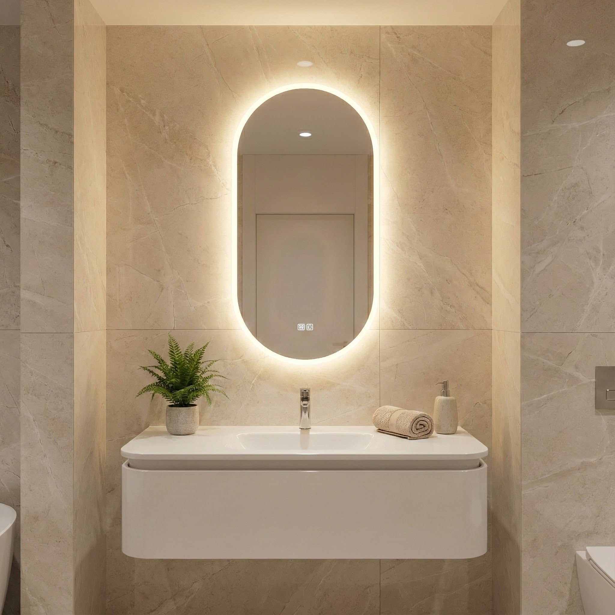 Bayt Badkamerspiegel met LED - Ovaal 50x90 cm - 2 Lichtstanden - Baytliving