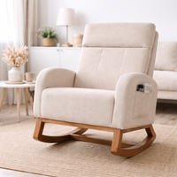 Bayt Beige Schommelstoel – Relaxfauteuil voor Woonkamer & Babykamer - Baytliving
