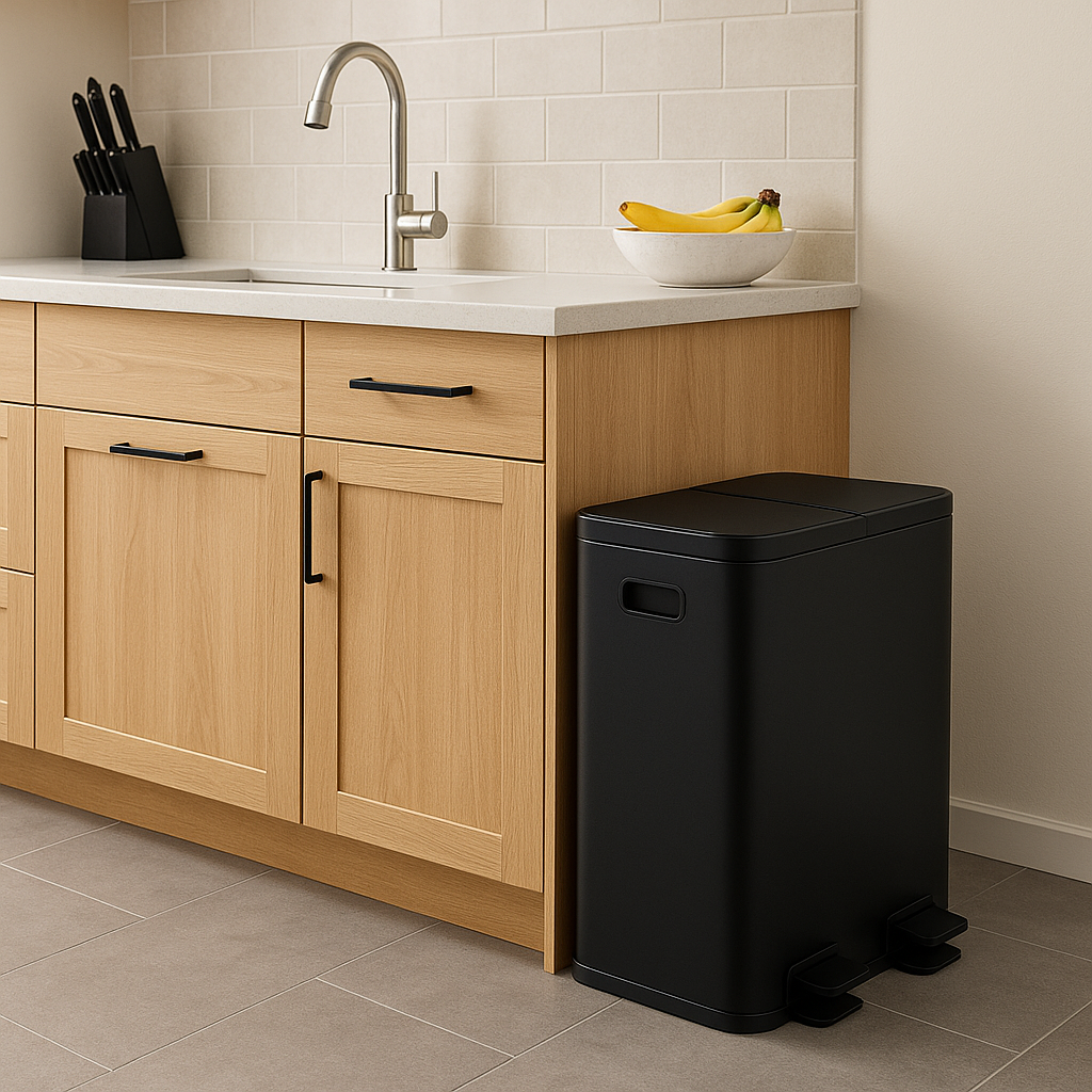 Bayt Prullenbak 60 liter - 2x30L Pedaalprullenbak - Zwart