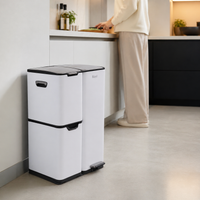 Bayt Prullenbak 60 liter - 3 compartimenten - Wit - Baytliving