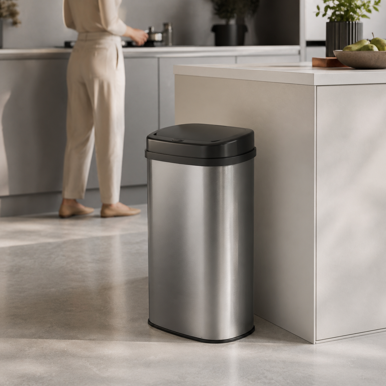 Bayt Prullenbak 60 liter - Touch Bin Prullenbak - Zilver - Baytliving
