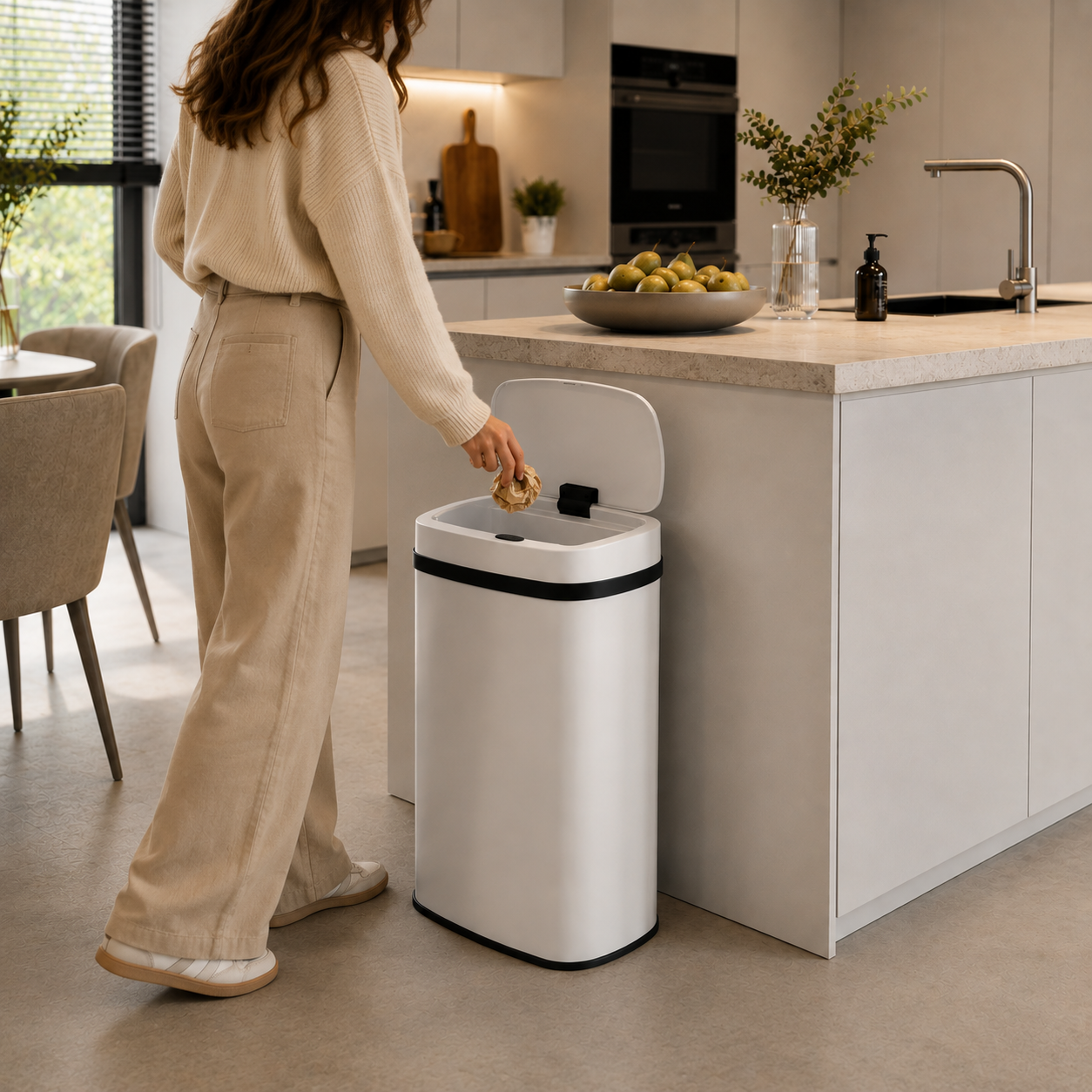 Bayt Prullenbak 60 liter - Touch Bin Prullenbak - Wit - Baytliving