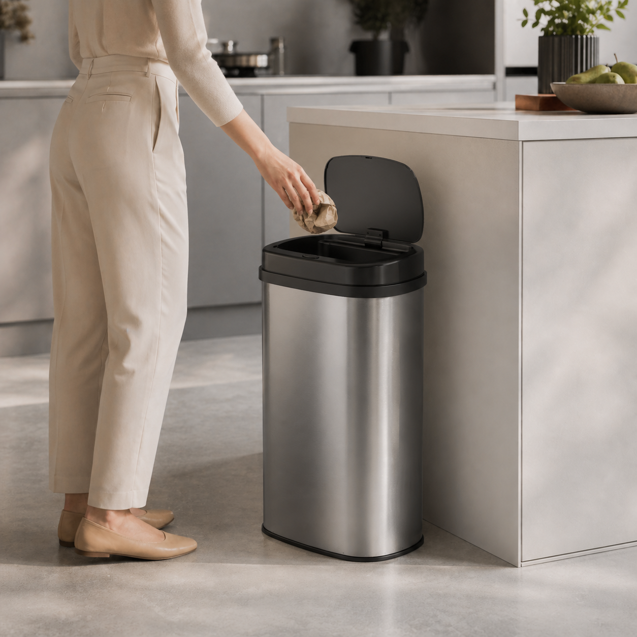 Bayt Prullenbak 60 liter - Touch Bin Prullenbak - Zilver - Baytliving