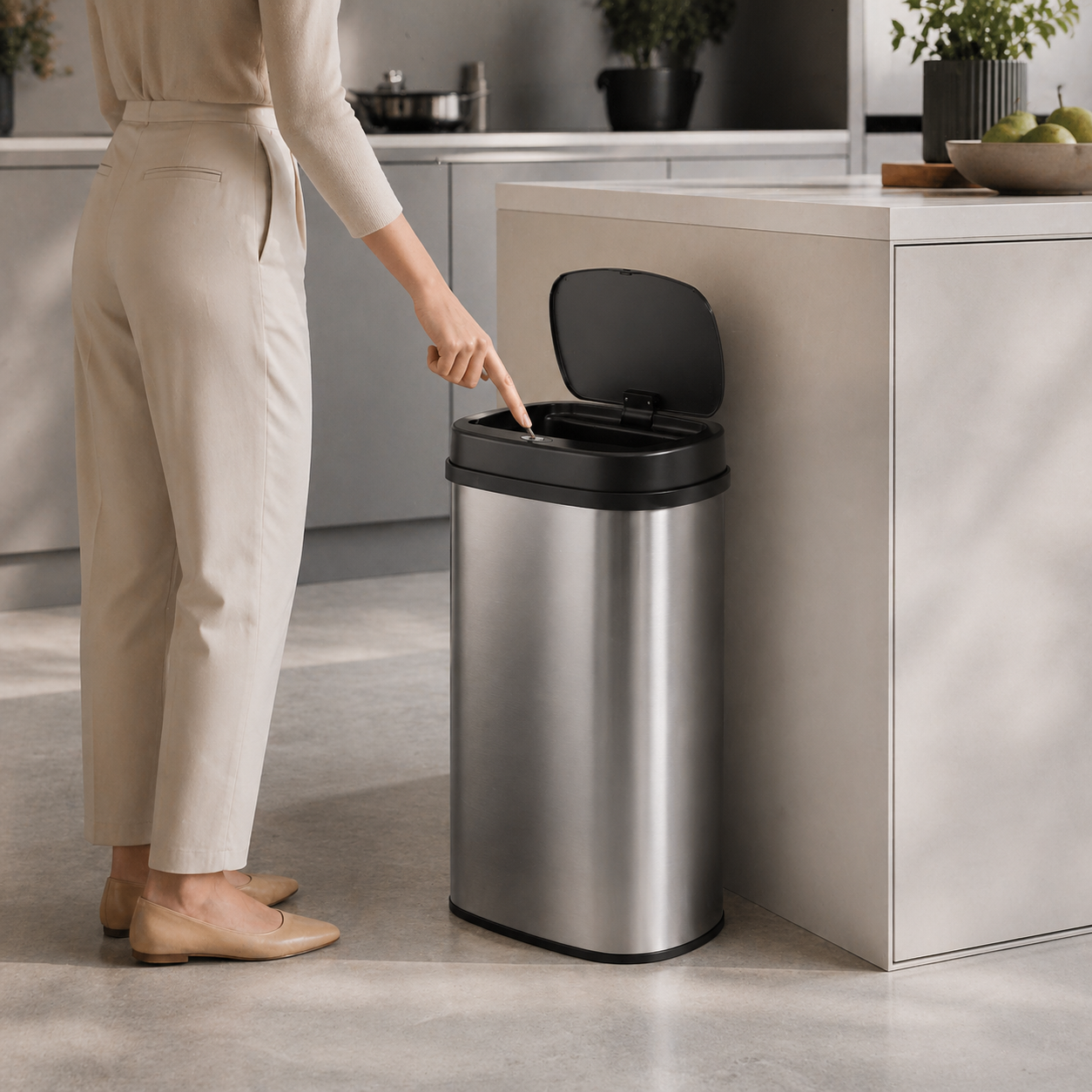 Bayt Prullenbak 60 liter - Touch Bin Prullenbak - Zilver - Baytliving