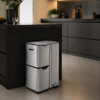 Bayt Prullenbak 60 liter - 3 compartimenten - Zilver - Baytliving