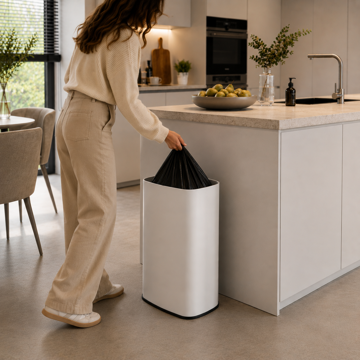 Bayt Prullenbak 60 liter - Touch Bin Prullenbak - Wit - Baytliving