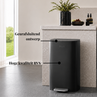 Prullenbak 50 Liter met Pedaalbediening - Zwart - Baytliving