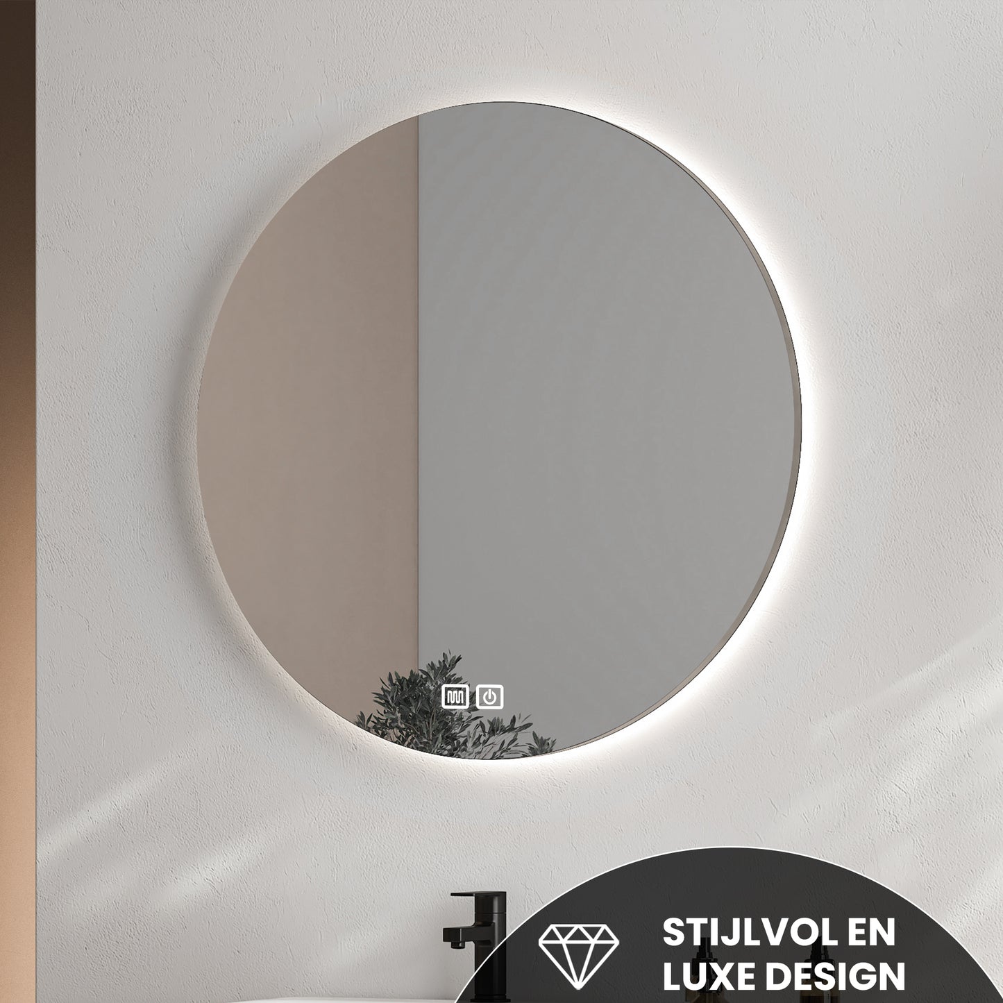 Spiegel met Led-verlichting Ø 60 CM - Baytliving