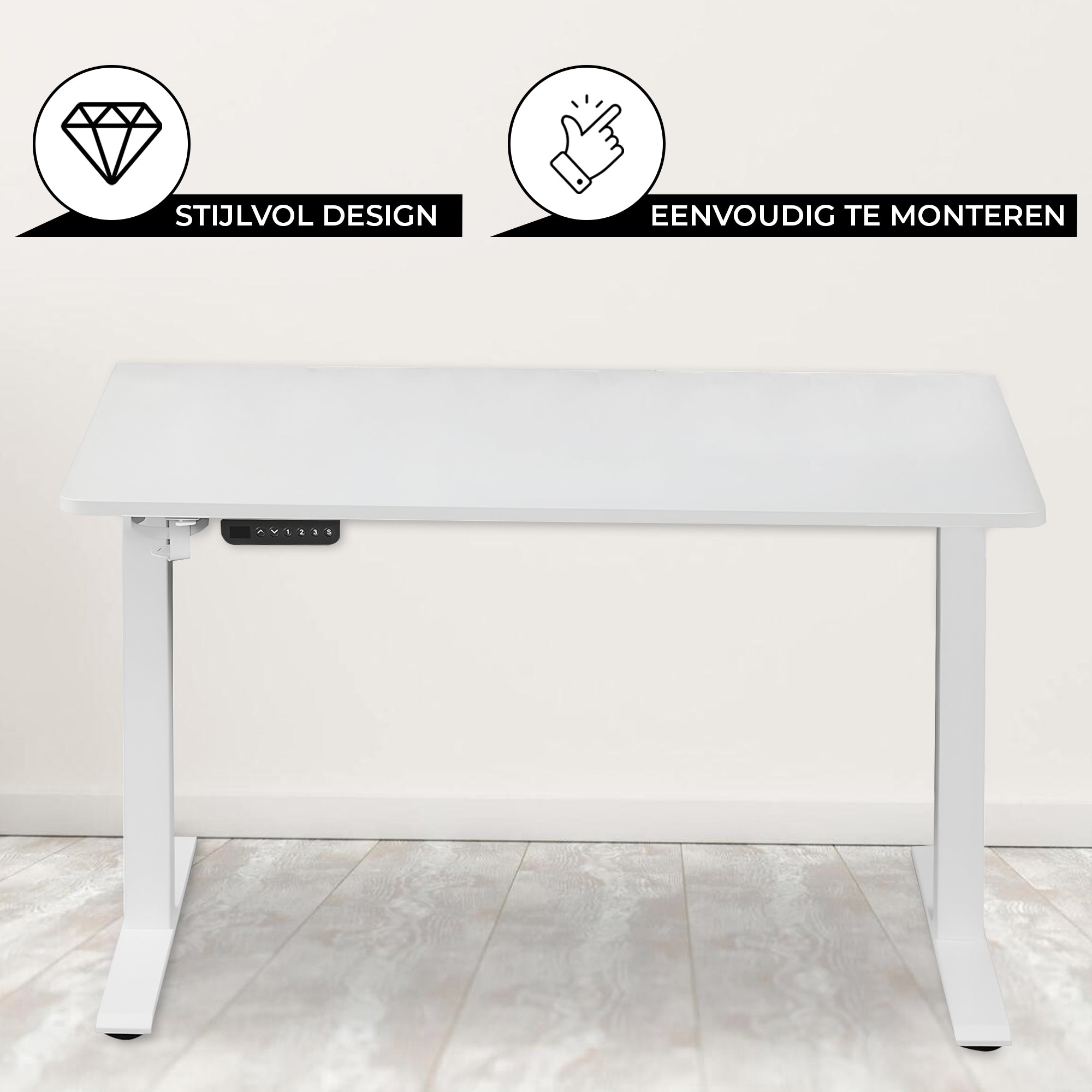 Bayt Zit-Sta Bureau – In Hoogte Verstelbaar – 120 x 60 cm – Wit - Baytliving