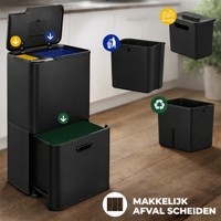 Bayt Prullenbak 60 liter - 2 compartimenten - Zwart - Baytliving