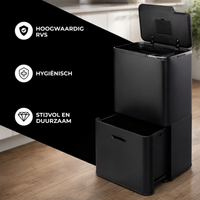 Bayt Prullenbak 60 liter - 2 compartimenten - Zwart - Baytliving