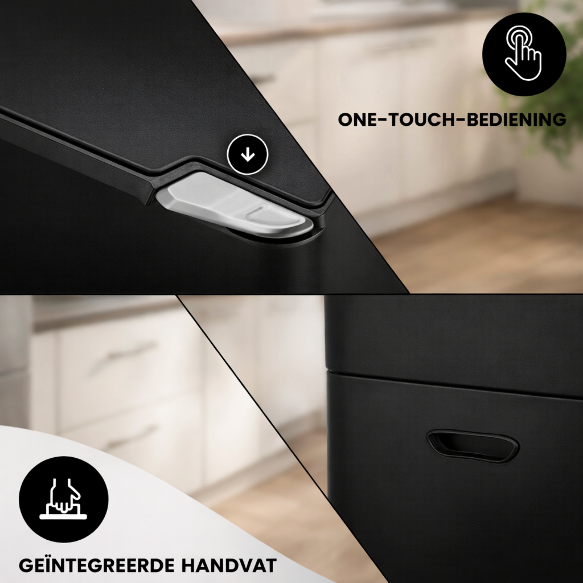 Bayt Prullenbak 60 liter - 2 compartimenten - Zwart - Baytliving