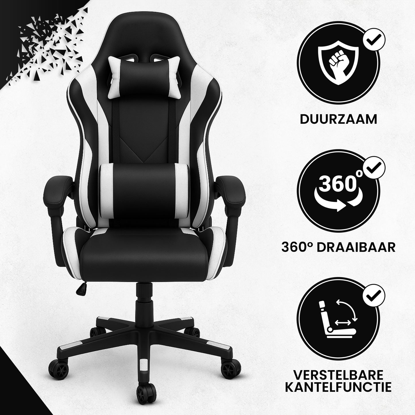 Bayt Gaming Stoel - Wit/Zwart
