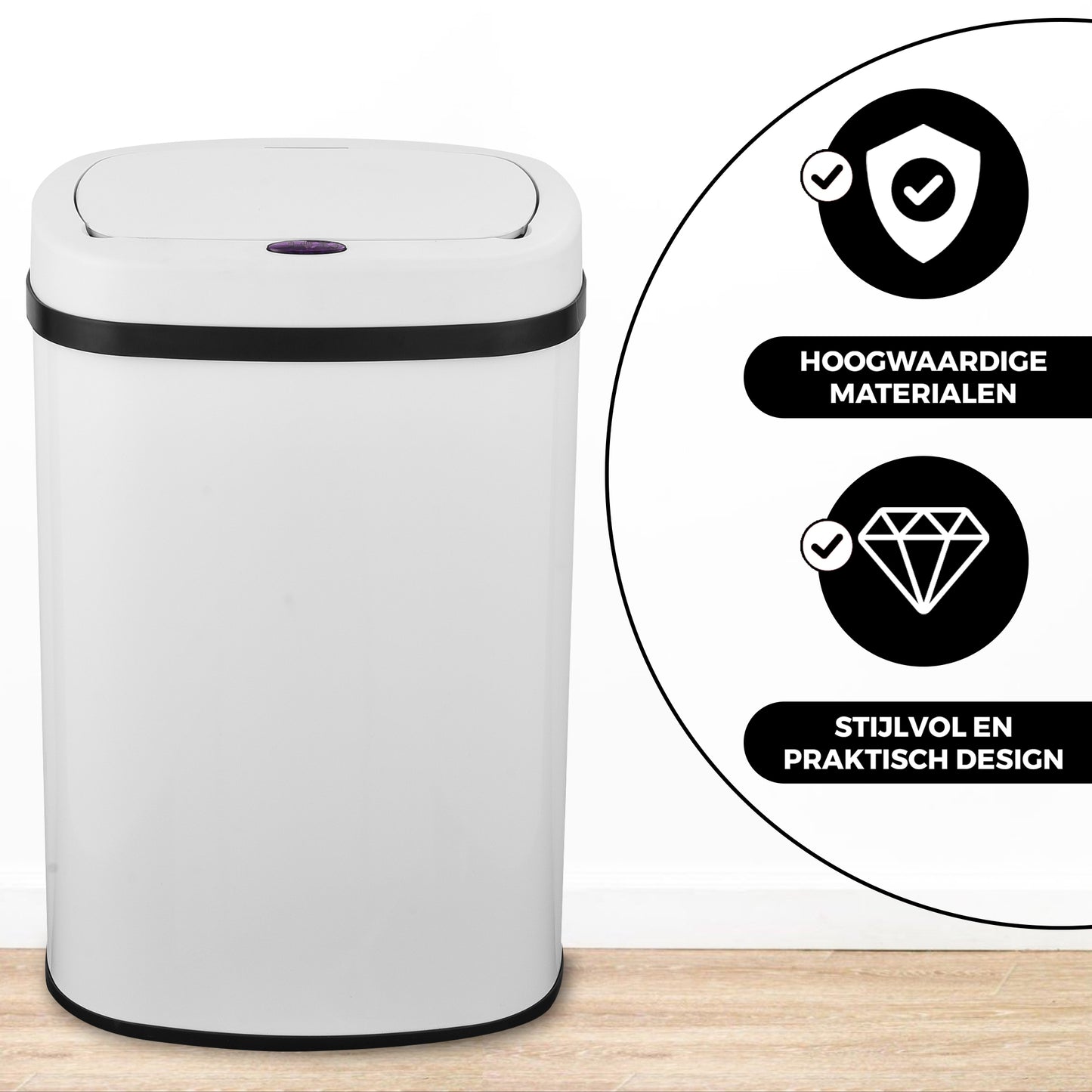 Bayt Prullenbak 60 liter - Sensor Prullenbak - Wit - Outlet