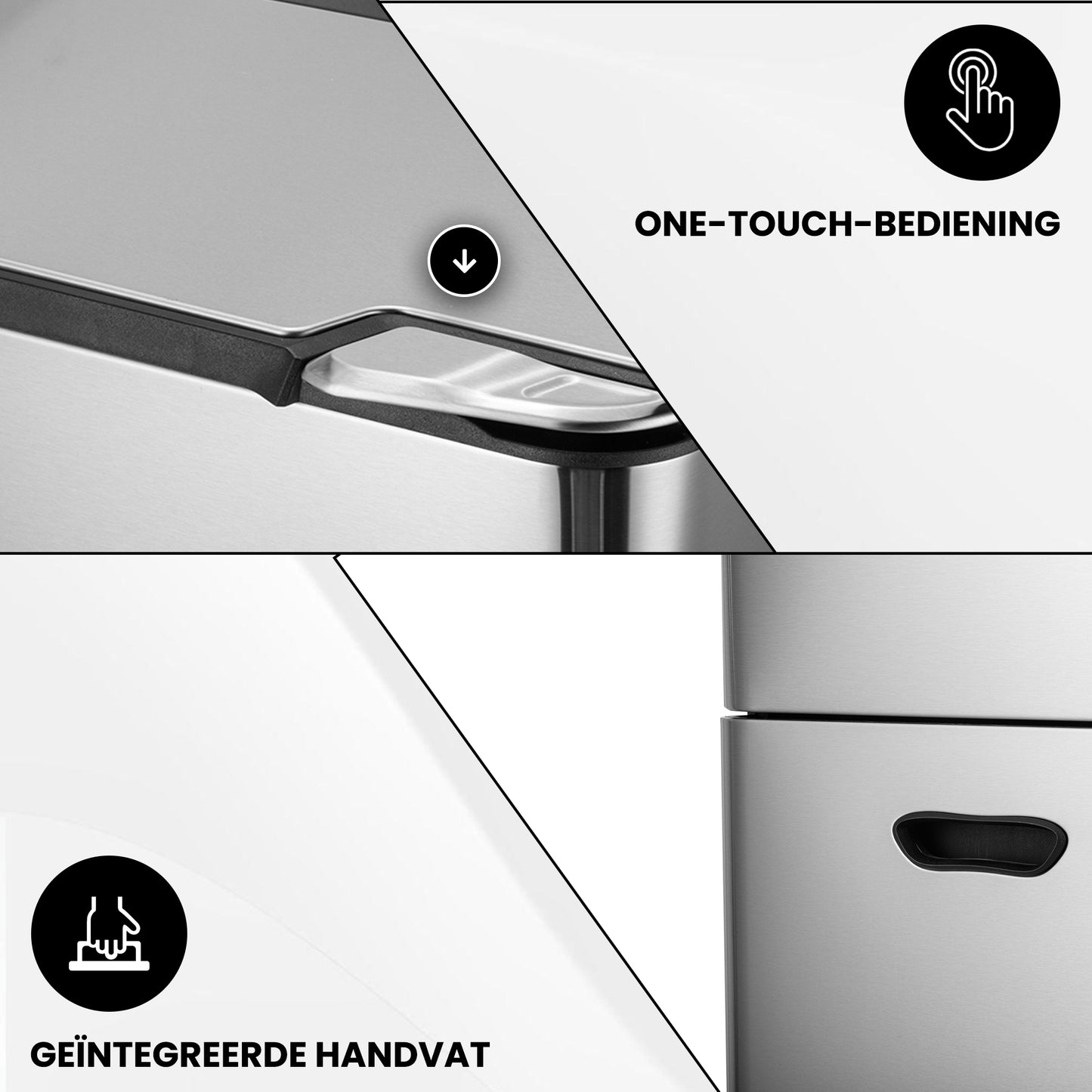 Bayt Prullenbak 60 liter - 2 compartimenten - Zilver - Outlet