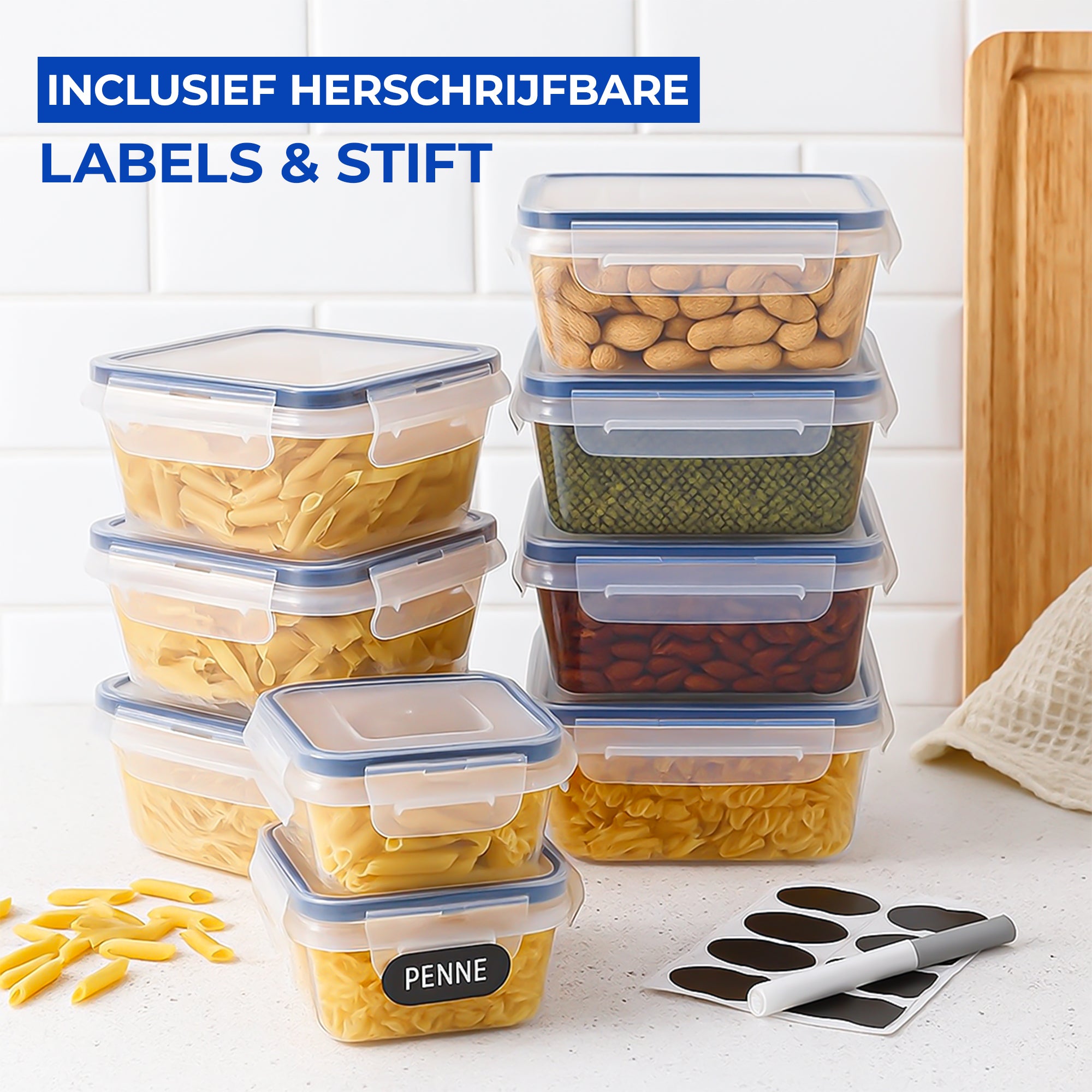 Bayt Vershoudbakjes 16-Delig - Meal Prep & Diepvries Bakjes met Deksel - Plastic - Baytliving