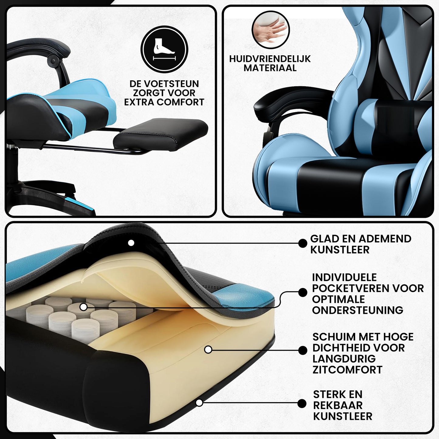 Bayt Gaming Stoel - Cyaan/Zwart