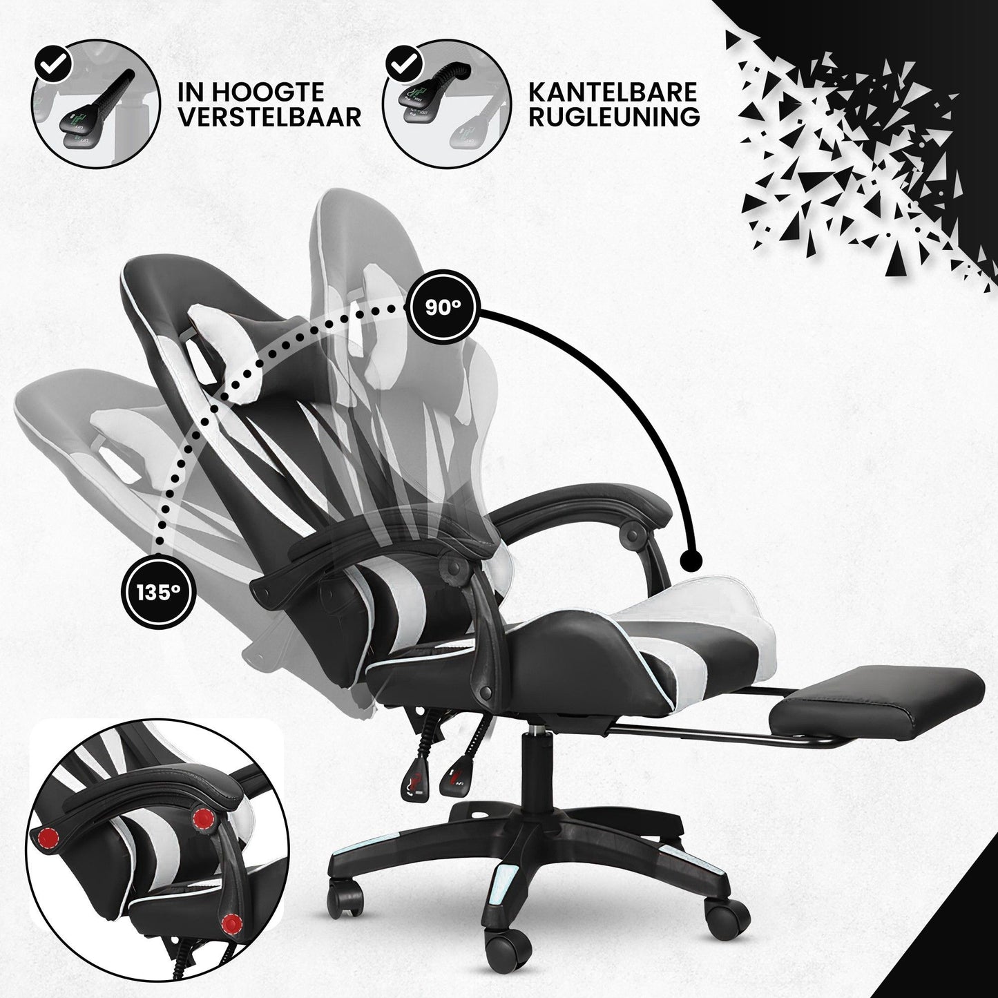 Bayt Gaming Stoel - Wit/Zwart