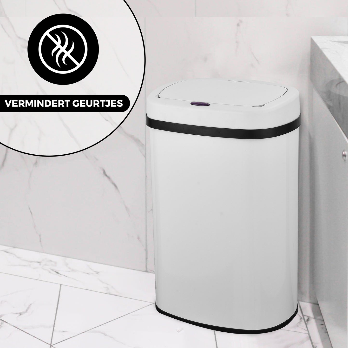 Bayt Prullenbak 60 liter - Sensor Prullenbak - Wit - Outlet