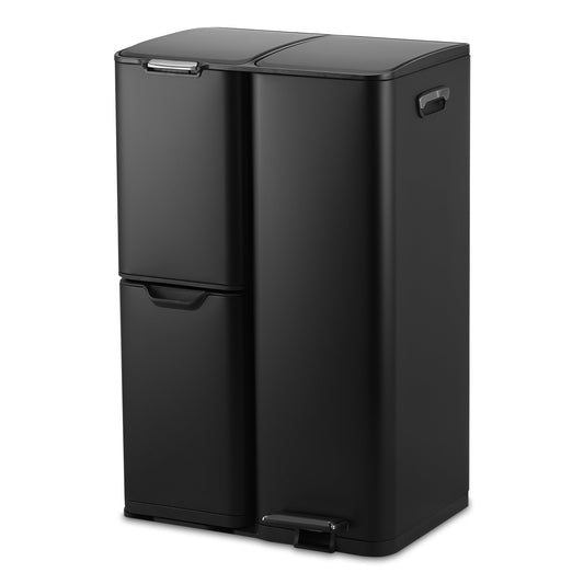 Bayt Prullenbak 60 liter - 3 compartimenten - Zwart -Outlet