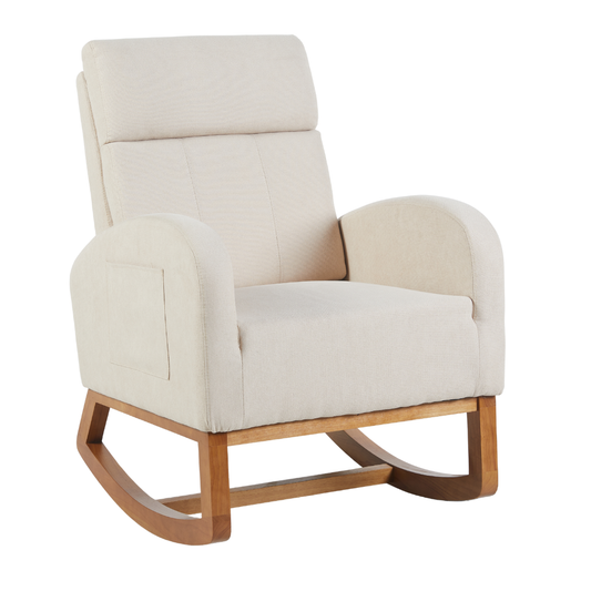 Bayt Beige Schommelstoel – Relaxfauteuil voor Woonkamer & Babykamer - Baytliving
