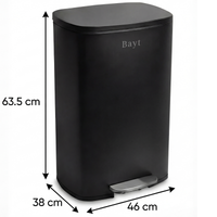 Bayt Prullenbak 50 Liter – Pedaalprullenbak - Zwart - Baytliving