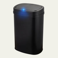 Bayt sensor prullenbak van 60 liter in mat zwart RVS met blauw oplichtende sensorknop voor handsfree openen