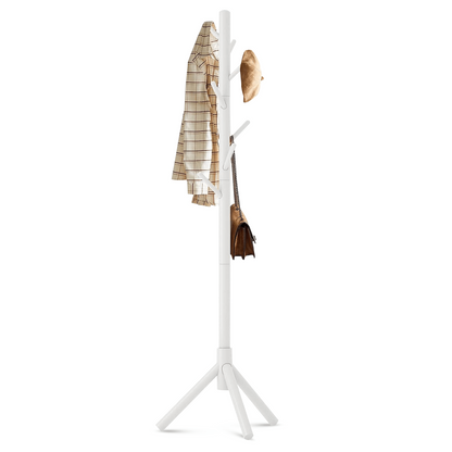 Bayt Staande Kapstok Hout 8 Haken- Wit - Baytliving