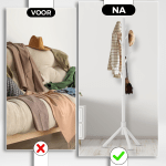 Bayt Staande Kapstok Hout 8 Haken- Wit - Baytliving