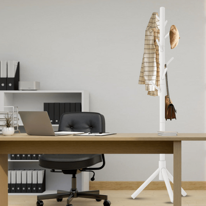 Bayt Staande Kapstok Hout 8 Haken- Wit - Baytliving